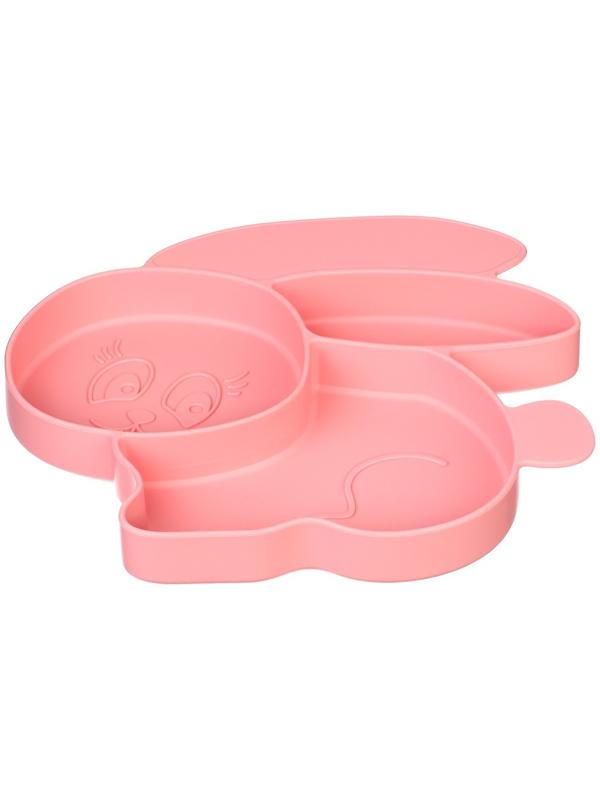 Силиконовая детская тарелка «Зайка» с секциями, цвет МИКС