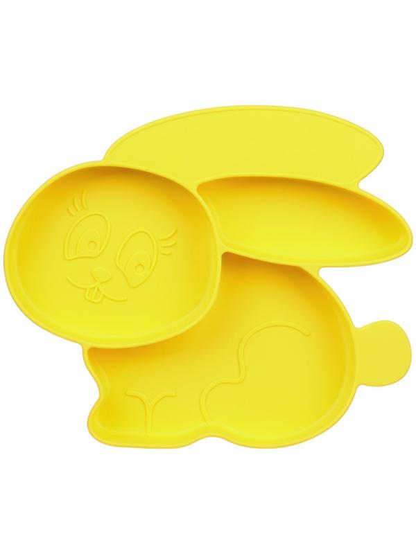 Силиконовая детская тарелка «Зайка» с секциями, цвет МИКС