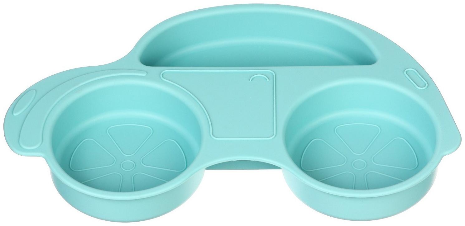 Силиконовая детская тарелка «Машинка» с секциями, цвет МИКС