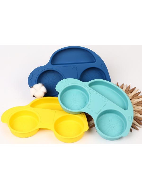 Силиконовая детская тарелка «Машинка» с секциями, цвет МИКС