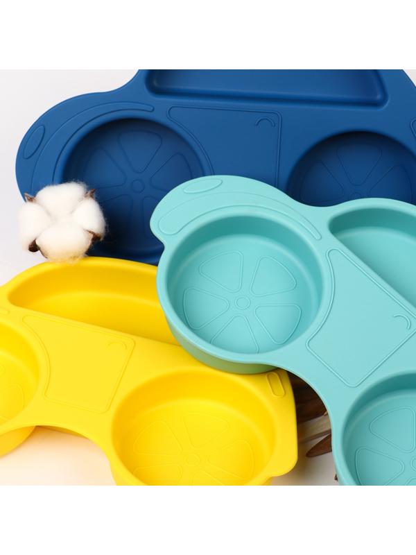 Силиконовая детская тарелка «Машинка» с секциями, цвет МИКС