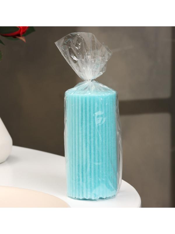 Свеча-цилиндр с гранями,5х10 см, пальмовый воск, бирюзовая, 6 ч