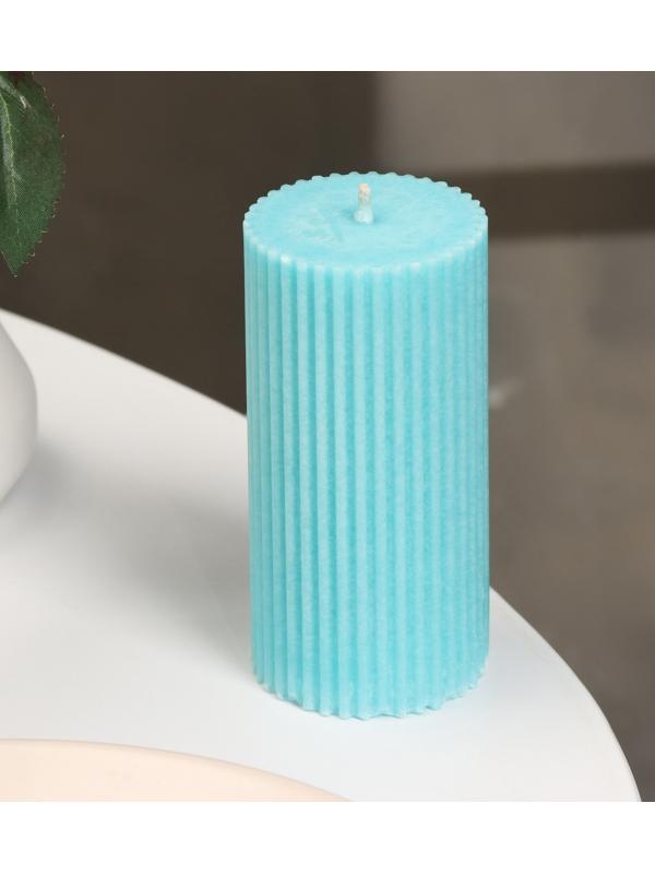 Свеча-цилиндр с гранями,5х10 см, пальмовый воск, бирюзовая, 6 ч