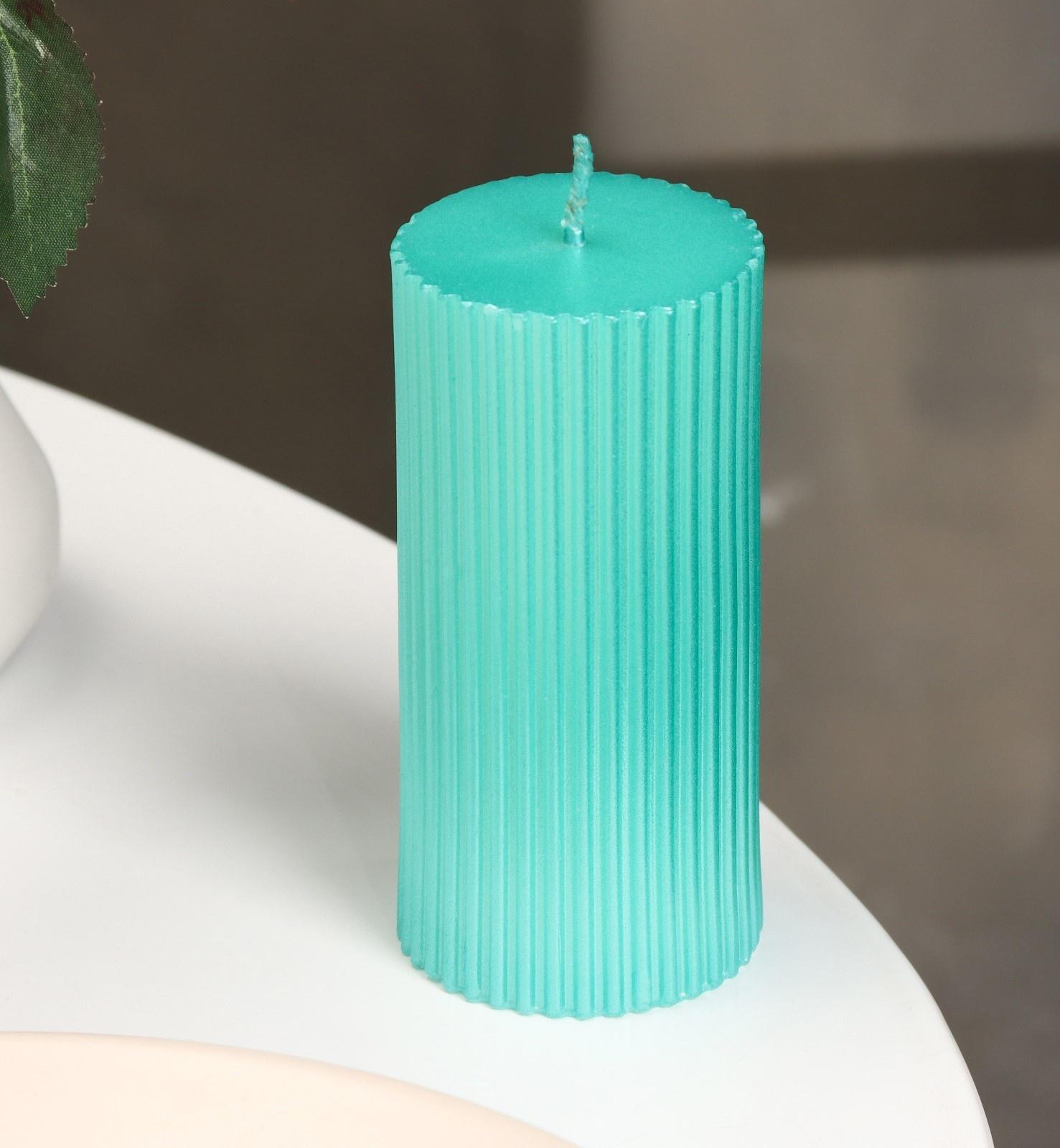 Свеча-цилиндр с гранями,5х10см, пальмовый воск, тиффани, металлик, 6 ч