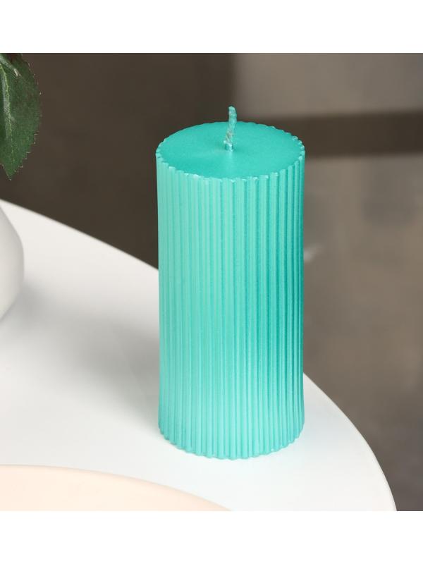 Свеча-цилиндр с гранями,5х10см, пальмовый воск, тиффани, металлик, 6 ч