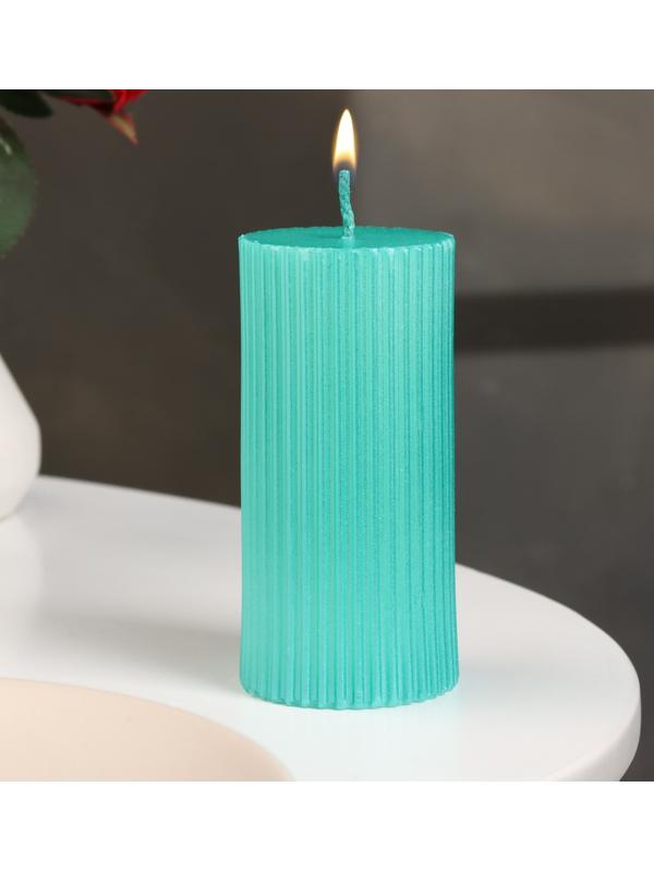 Свеча-цилиндр с гранями,5х10см, пальмовый воск, тиффани, металлик, 6 ч