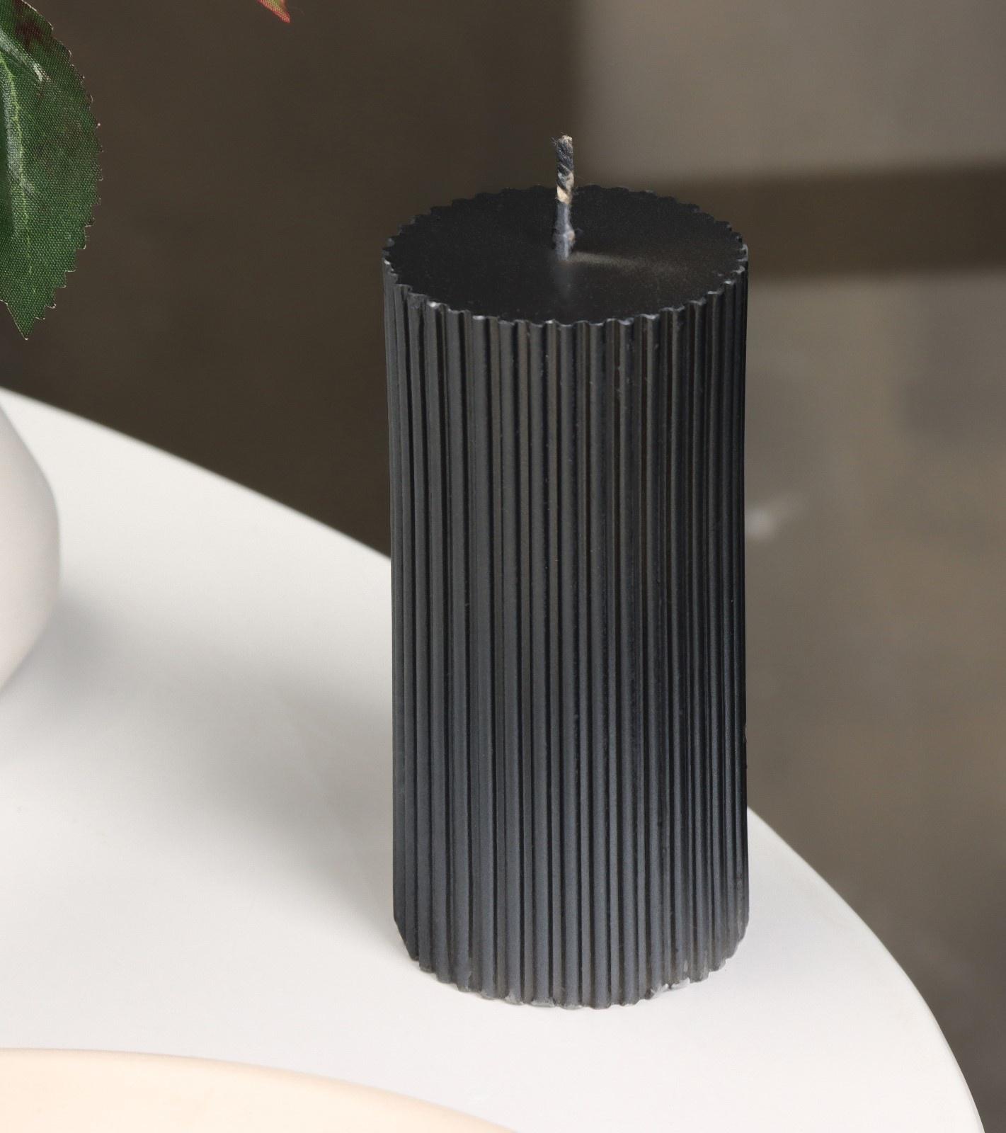 Свеча-цилиндр с гранями,5х10 см, пальмовый воск, мокрый асфальт, 6 ч