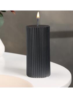 Свеча-цилиндр с гранями,5х10 см, пальмовый воск, мокрый асфальт, 6 ч