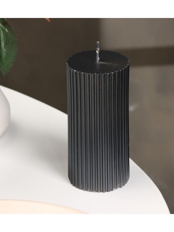 Свеча-цилиндр с гранями,5х10 см, пальмовый воск, мокрый асфальт, 6 ч