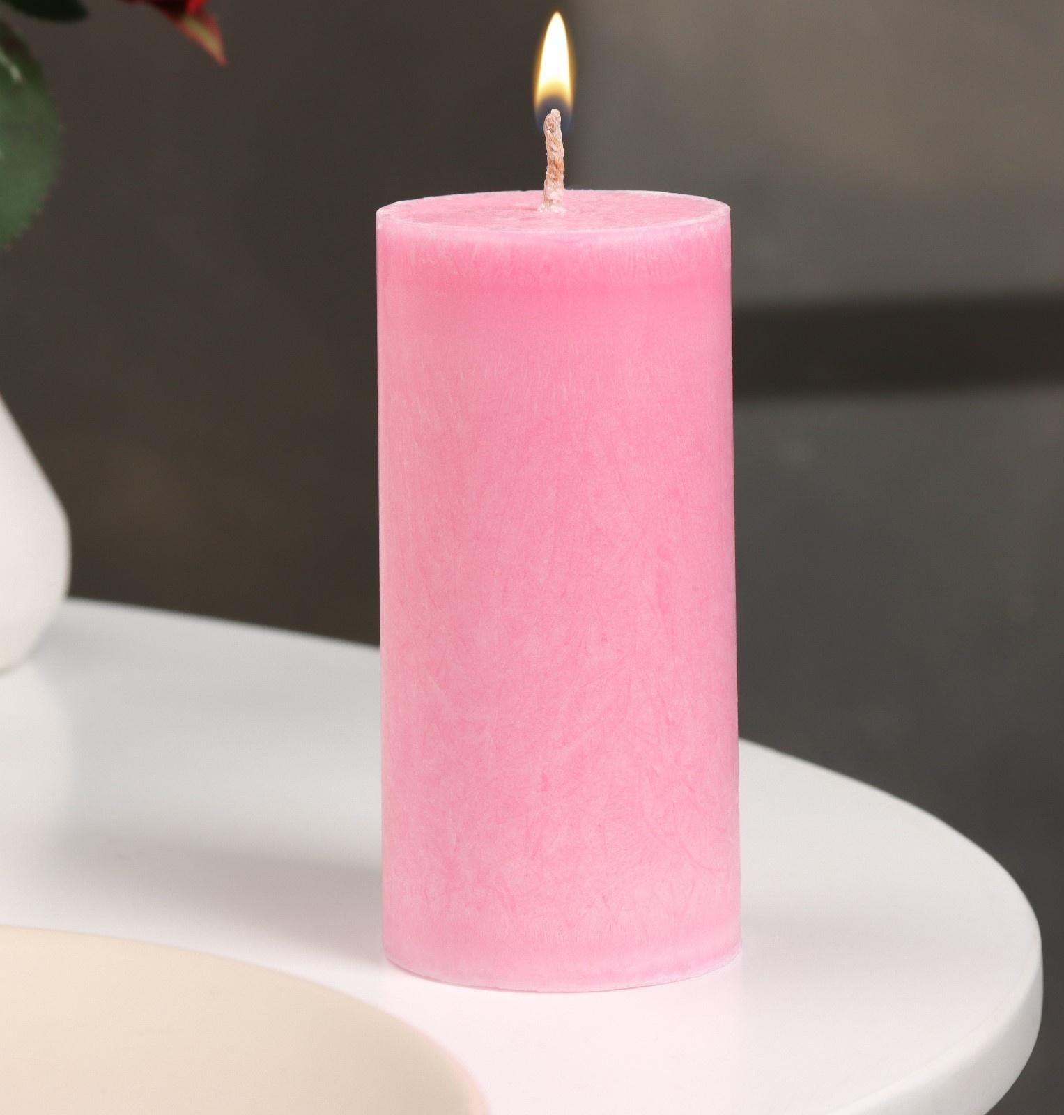 Свеча-цилиндр гладкая,5х10 см, пальмовый воск, малиновая, 6 ч