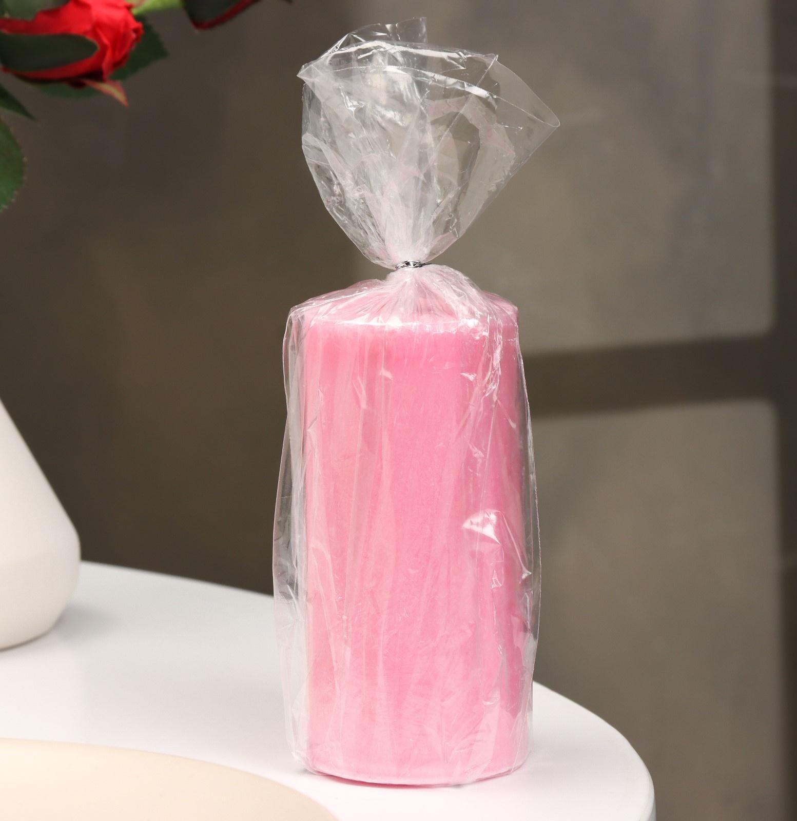 Свеча-цилиндр гладкая,5х10 см, пальмовый воск, малиновая, 6 ч