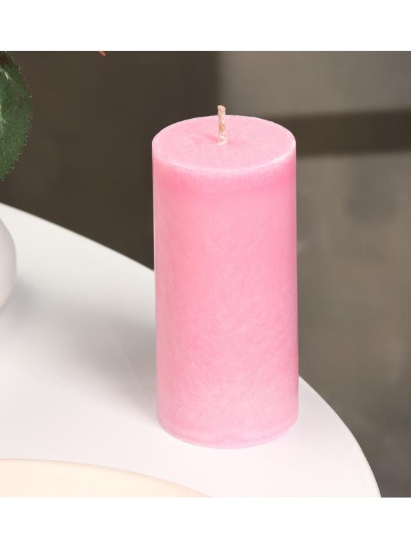 Свеча-цилиндр гладкая,5х10 см, пальмовый воск, малиновая, 6 ч