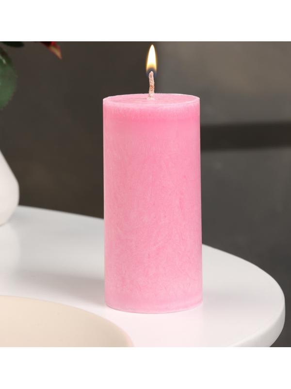 Свеча-цилиндр гладкая,5х10 см, пальмовый воск, малиновая, 6 ч