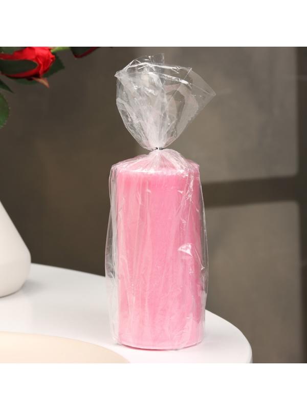 Свеча-цилиндр гладкая,5х10 см, пальмовый воск, малиновая, 6 ч