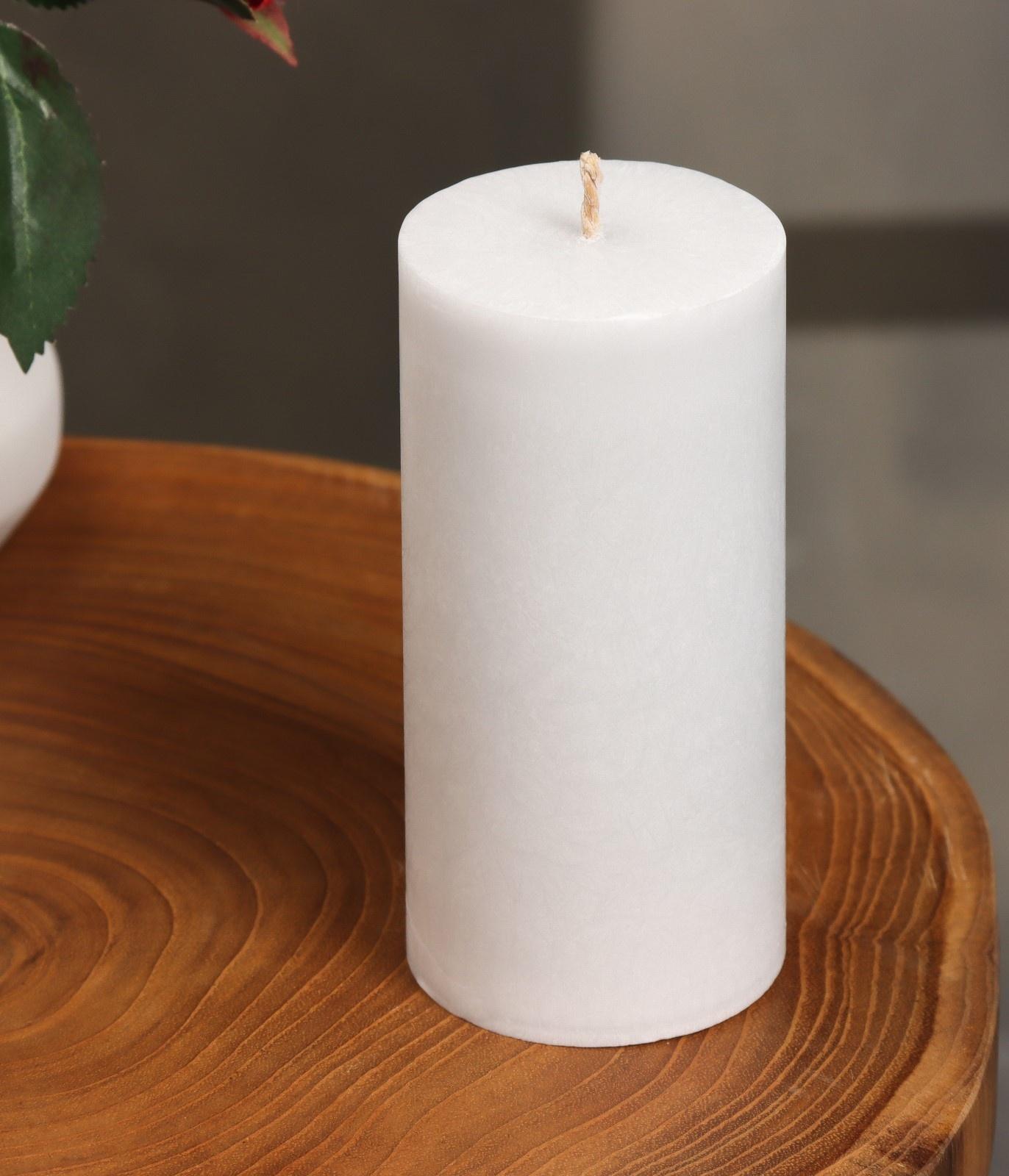 Свеча-цилиндр гладкая,5х10 см, пальмовый воск, серая, 6 ч