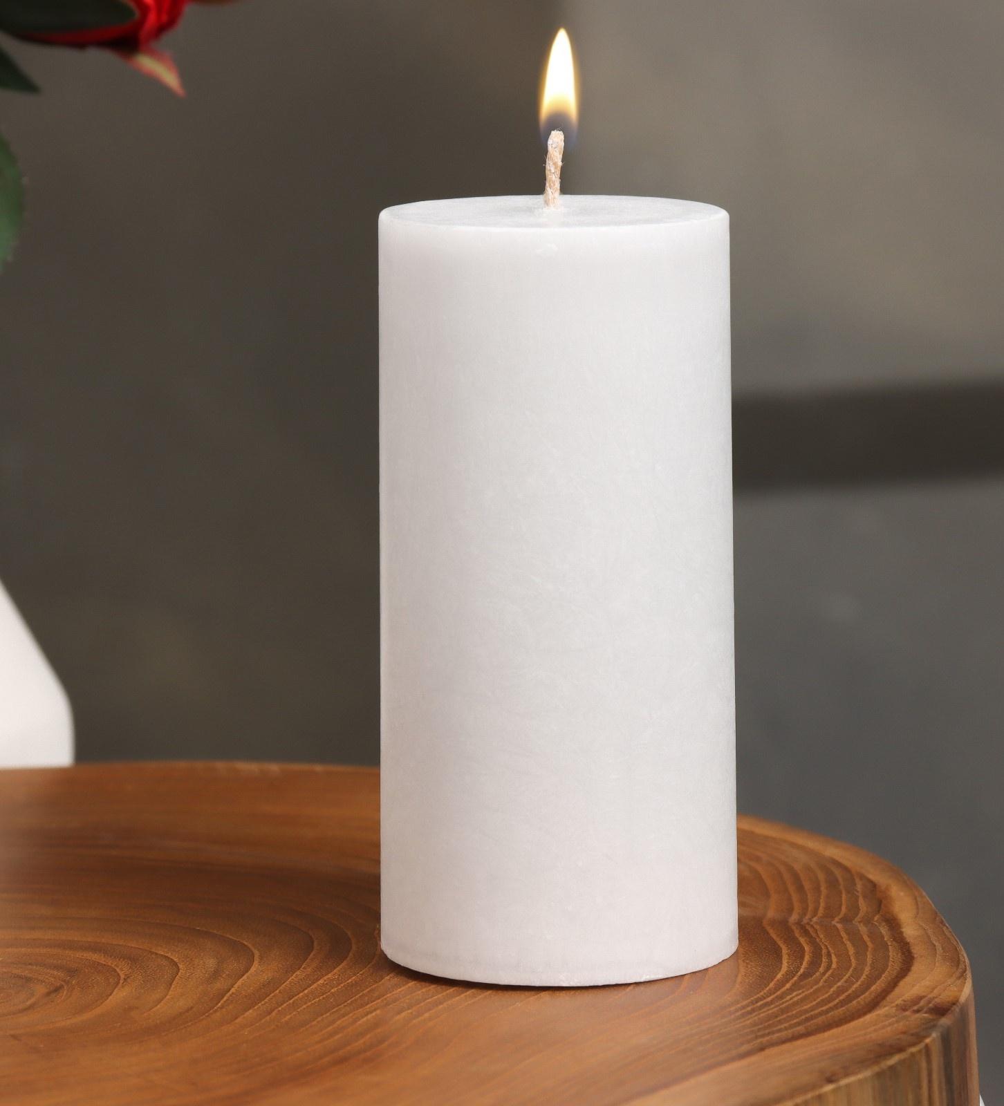 Свеча-цилиндр гладкая,5х10 см, пальмовый воск, серая, 6 ч