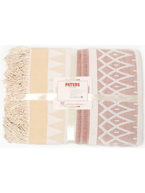 Плед Орнамент 150х200 см, бел/беж/тер, шерсть 40%, пан 35%, пэ 20%, кашемир 5%