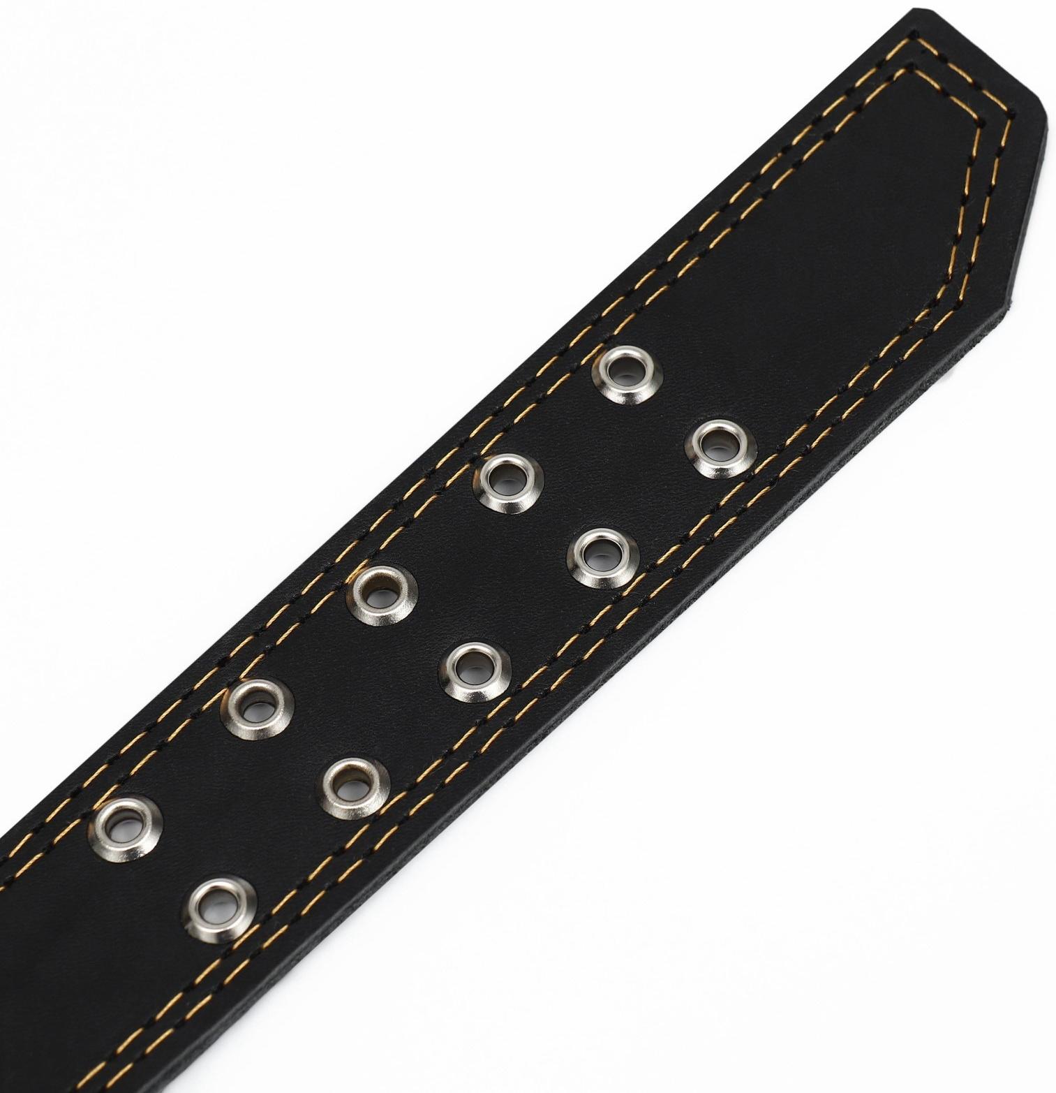 Ошейник кожаный двухслойный, 85 х 4.5 см,  ОШ 50-70 см, чёрный