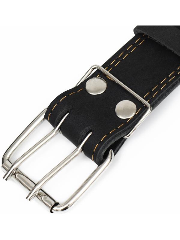 Ошейник кожаный двухслойный, 85 х 4.5 см,  ОШ 50-70 см, чёрный