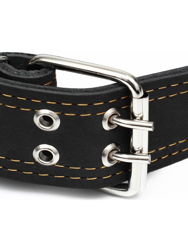 Ошейник кожаный двухслойный, 85 х 4.5 см,  ОШ 50-70 см, чёрный