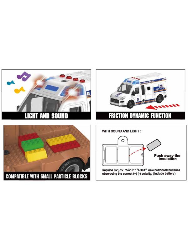 Конструктор винтовой «Пожарный фургон», свет, звук, инерция, 50 деталей