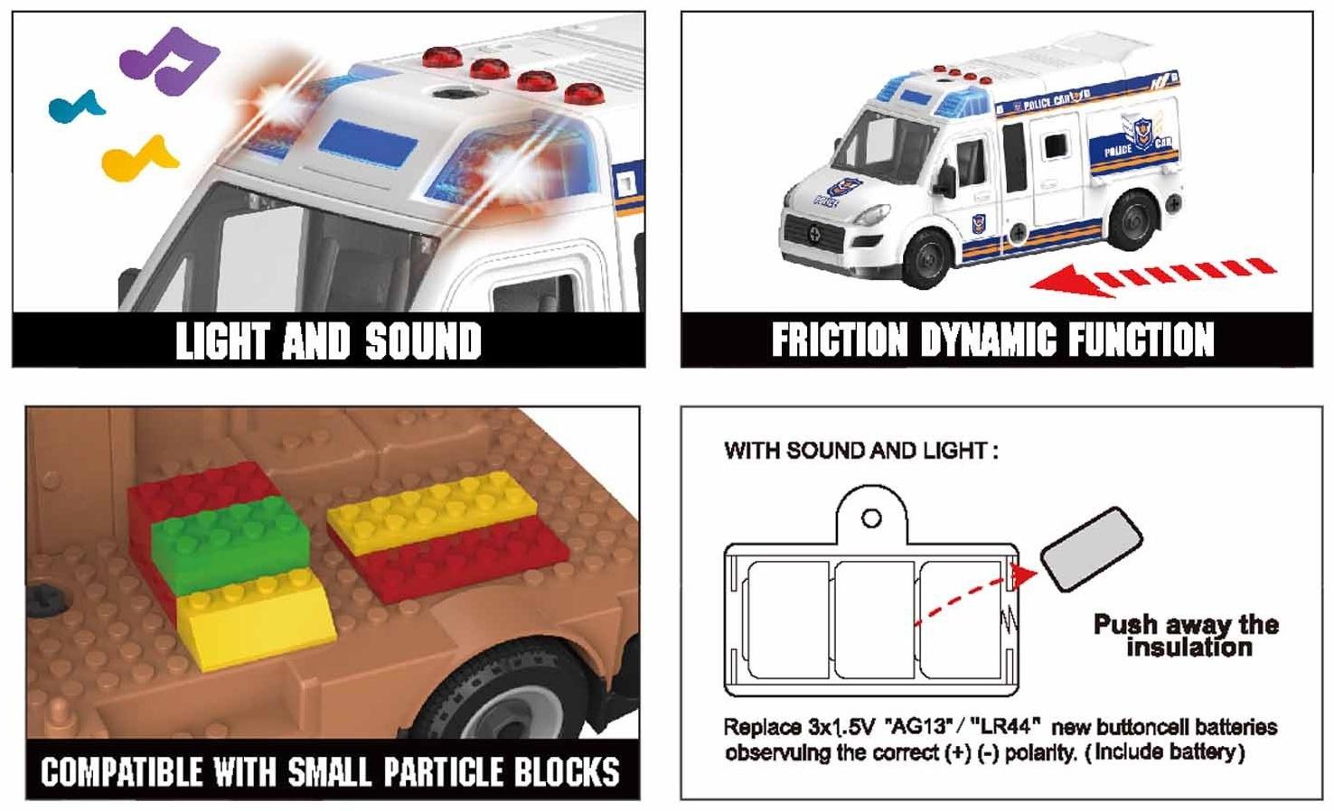 Конструктор винтовой «Полицейский фургон», свет, звук, инерция, 50 деталей