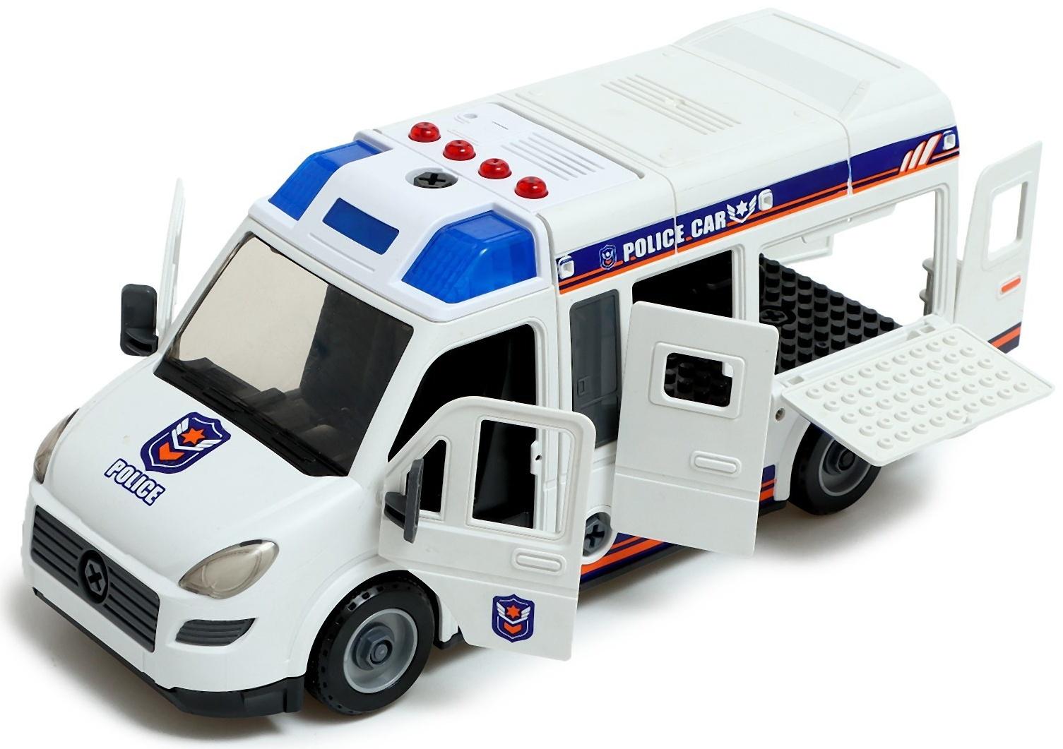 Конструктор винтовой «Полицейский фургон», свет, звук, инерция, 50 деталей