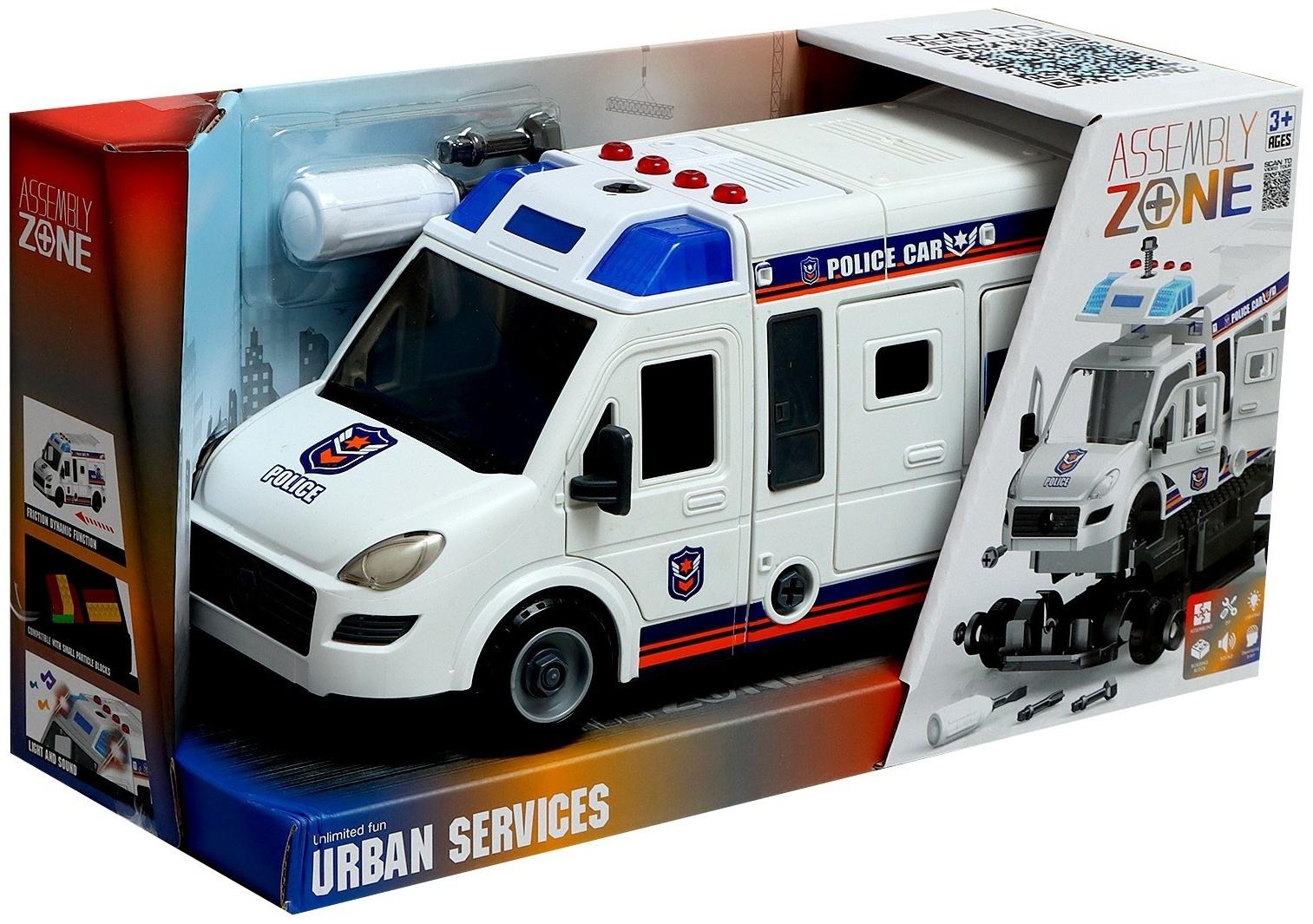 Конструктор винтовой «Полицейский фургон», свет, звук, инерция, 50 деталей