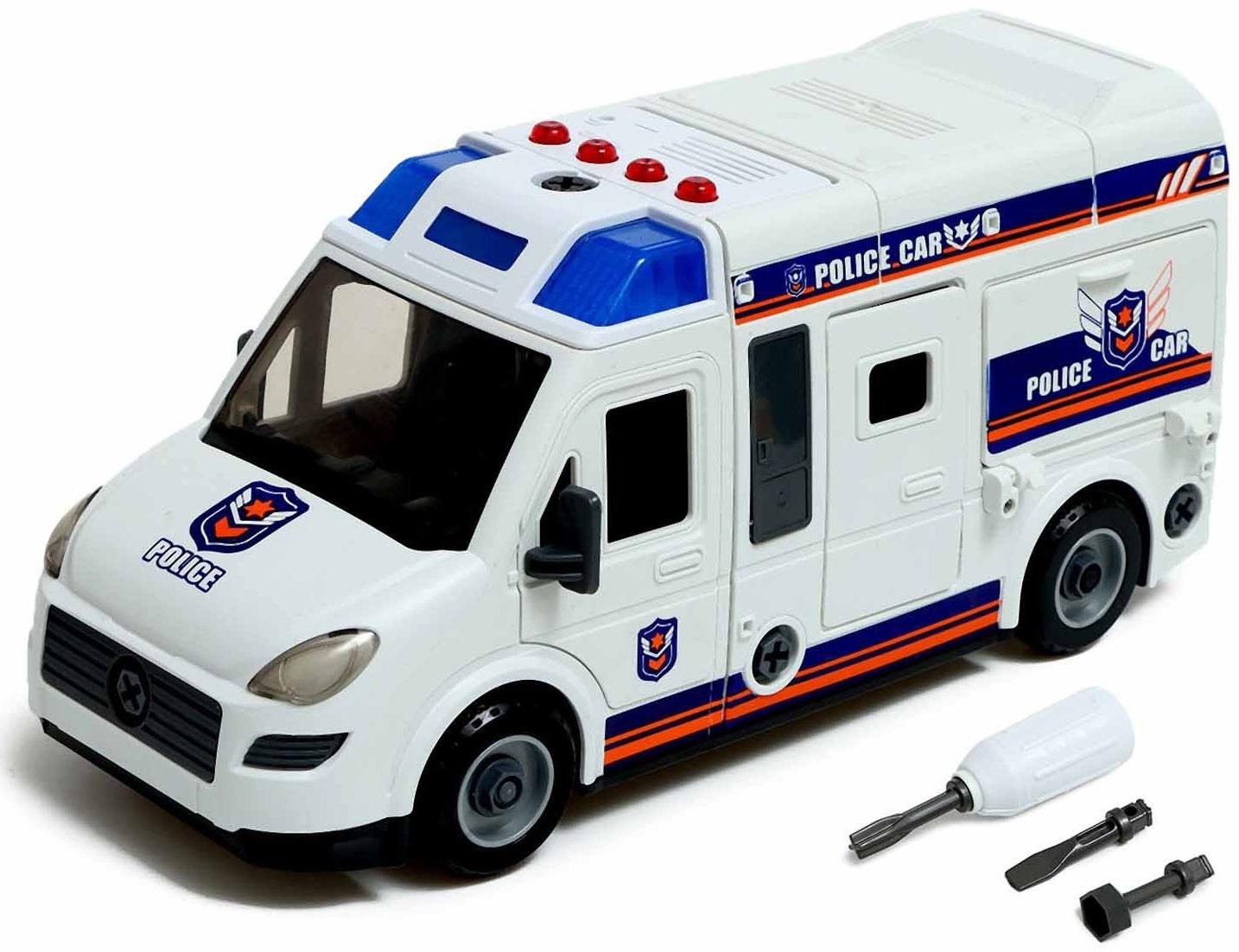 Конструктор винтовой «Полицейский фургон», свет, звук, инерция, 50 деталей