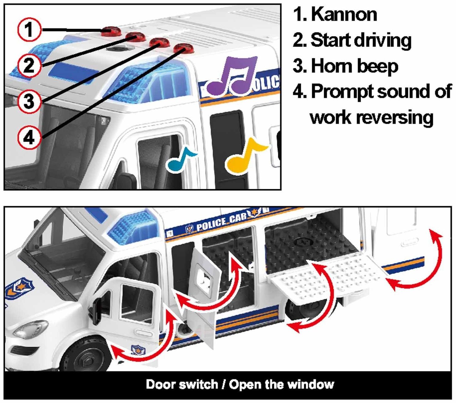 Конструктор винтовой «Полицейский фургон», свет, звук, инерция, 50 деталей