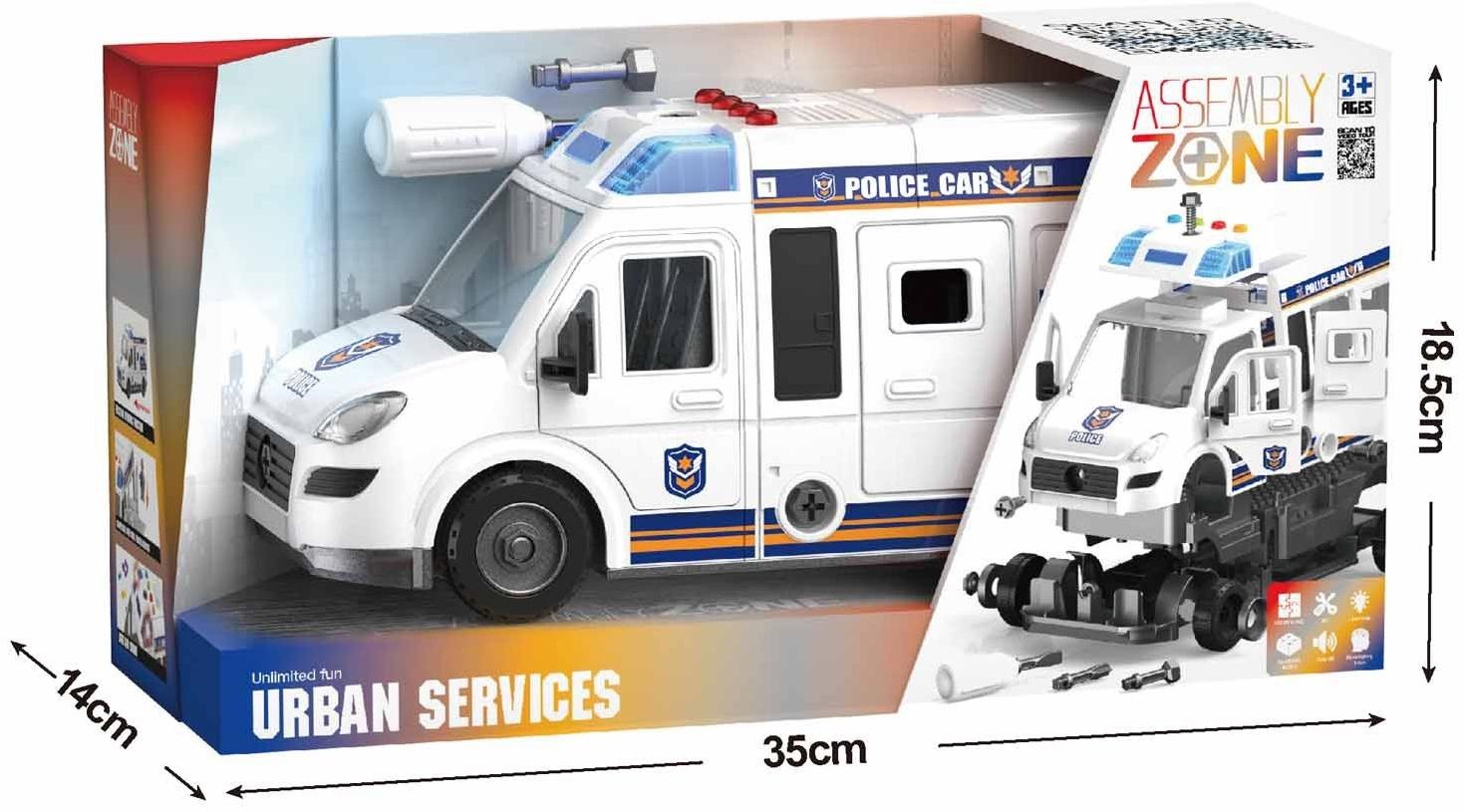 Конструктор винтовой «Полицейский фургон», свет, звук, инерция, 50 деталей
