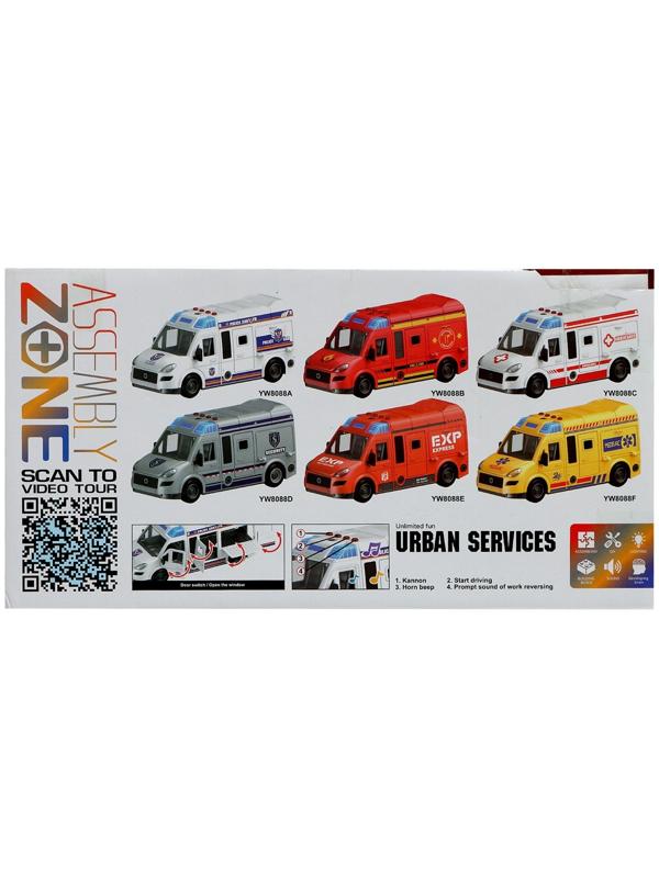 Конструктор винтовой «Полицейский фургон», свет, звук, инерция, 50 деталей