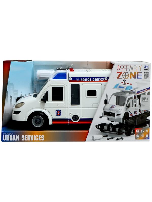 Конструктор винтовой «Полицейский фургон», свет, звук, инерция, 50 деталей