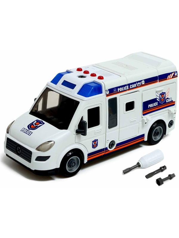 Конструктор винтовой «Полицейский фургон», свет, звук, инерция, 50 деталей