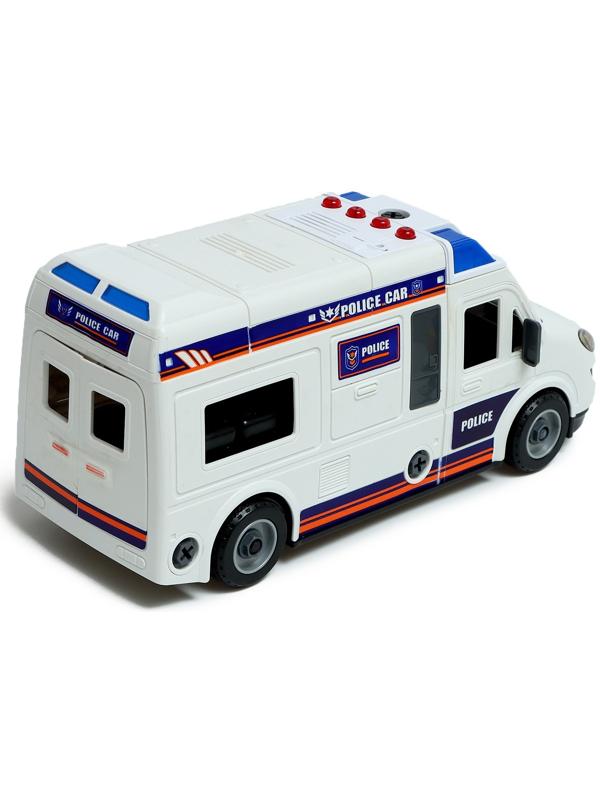 Конструктор винтовой «Полицейский фургон», свет, звук, инерция, 50 деталей
