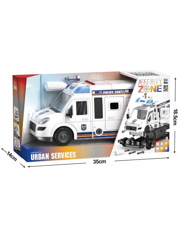 Конструктор винтовой «Полицейский фургон», свет, звук, инерция, 50 деталей
