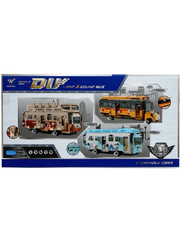 Конструктор винтовой «Автобус», свет, звук, инерция, 42 детали