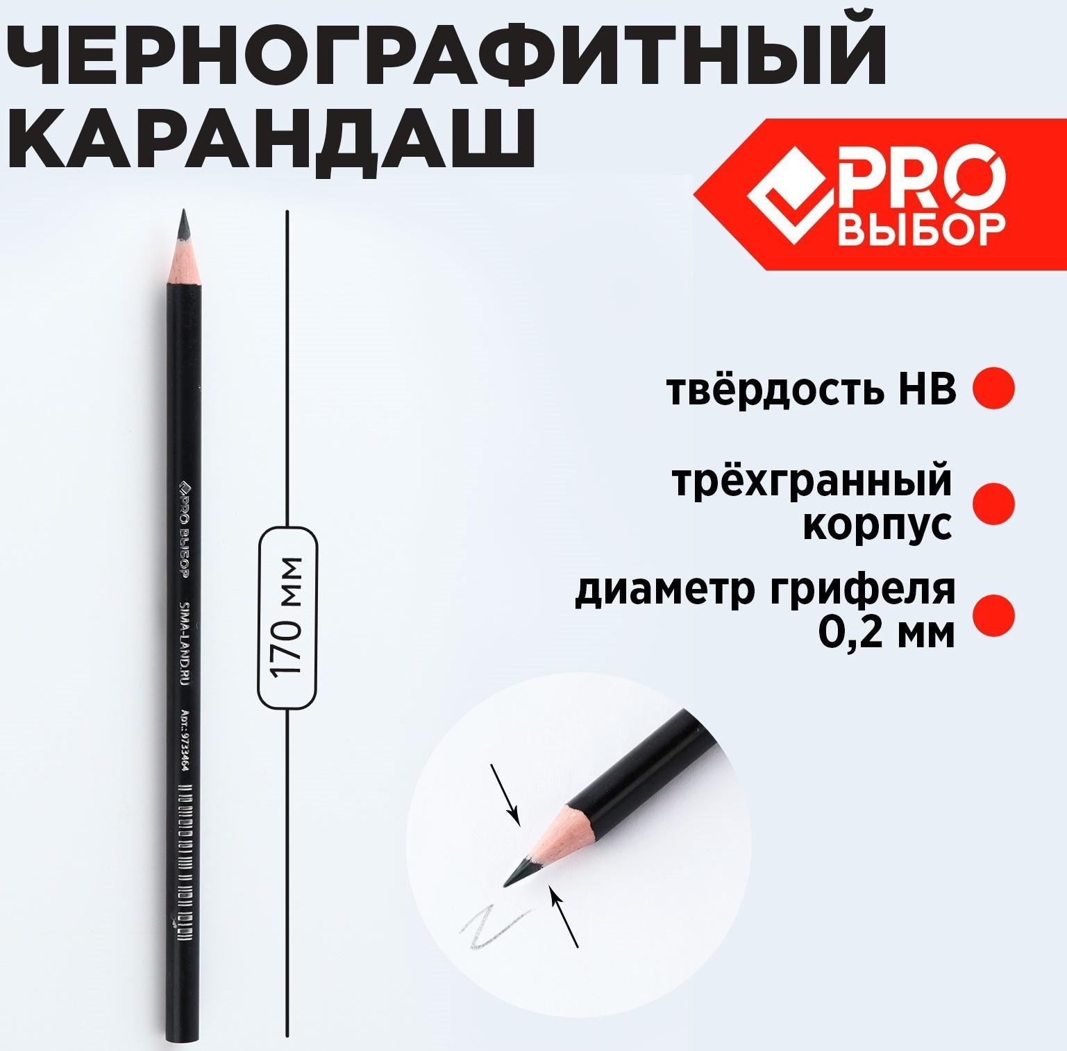 Карандаш чернографитный НВ PROвыбор «Черный неон»