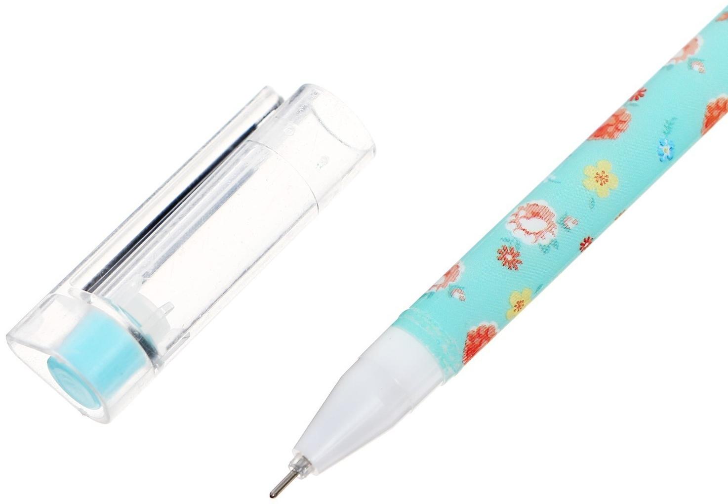 Ручка гелевая 0,5мм, стержень синий, корпус МИКС Паттерн