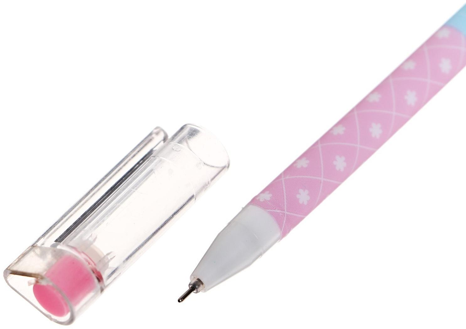 Ручка гелевая 0,5мм, стержень синий, корпус МИКС Узоры