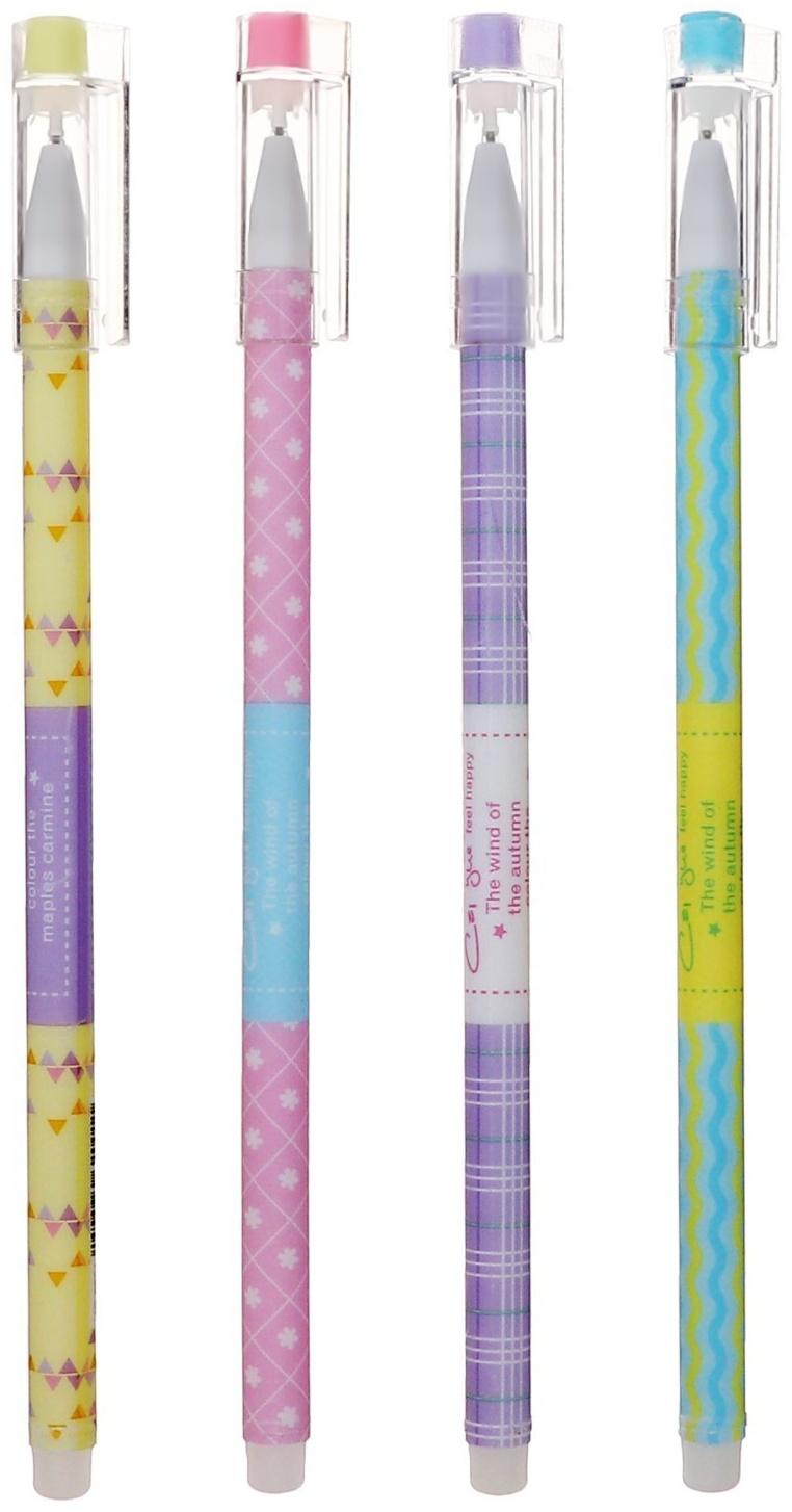 Ручка гелевая 0,5мм, стержень синий, корпус МИКС Узоры