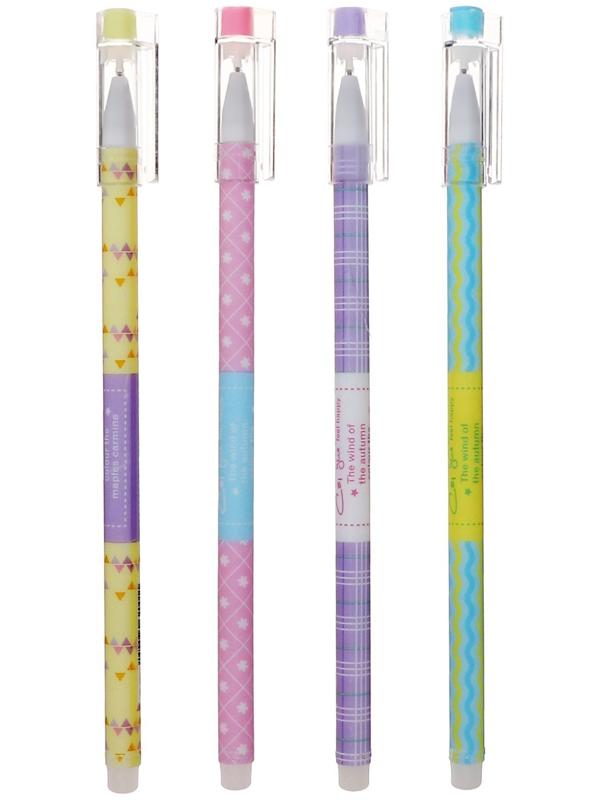 Ручка гелевая 0,5мм, стержень синий, корпус МИКС Узоры