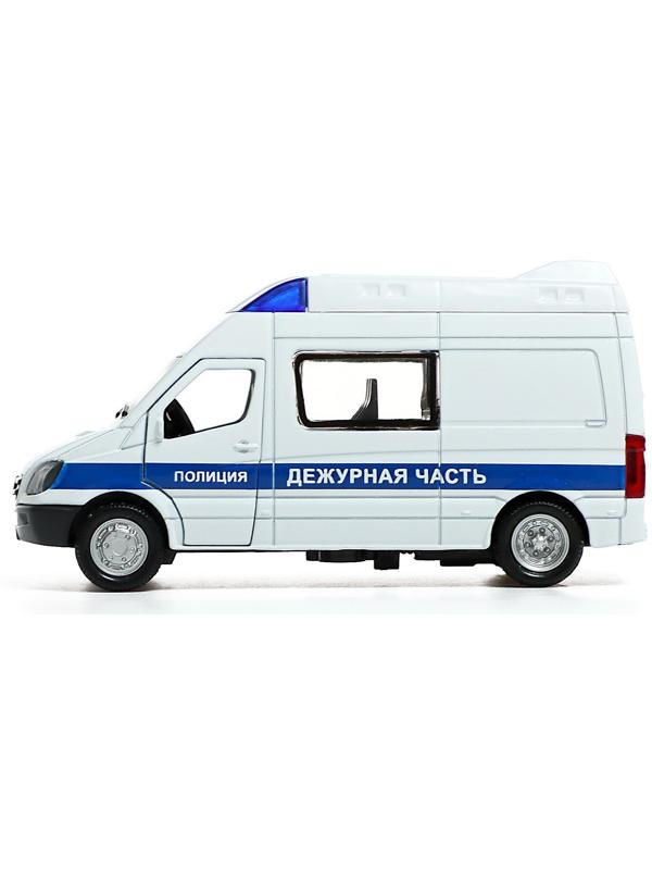 Машина металлическая «Полиция», 1:32, свет и звук, инерция, открываются двери