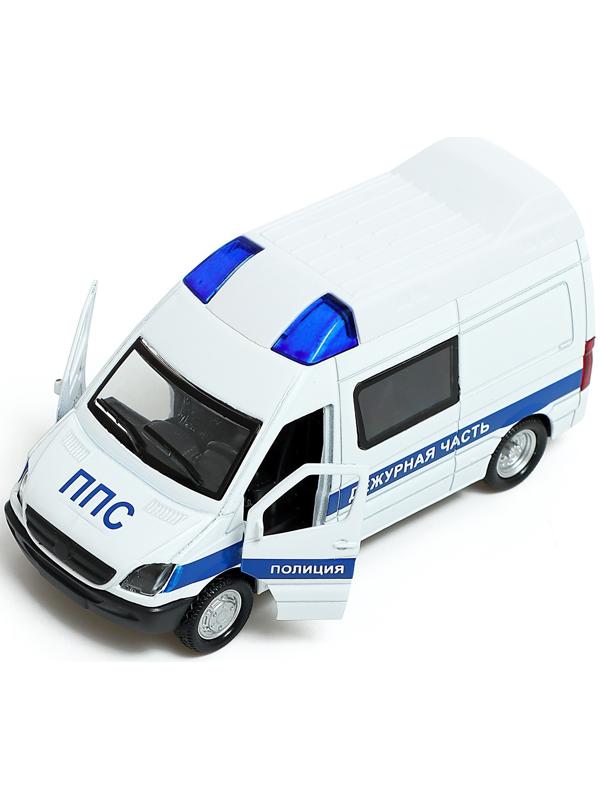 Машина металлическая «Полиция», 1:32, свет и звук, инерция, открываются двери