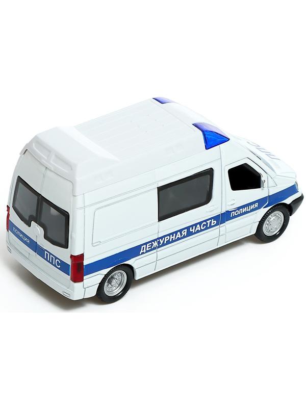 Машина металлическая «Полиция», 1:32, свет и звук, инерция, открываются двери