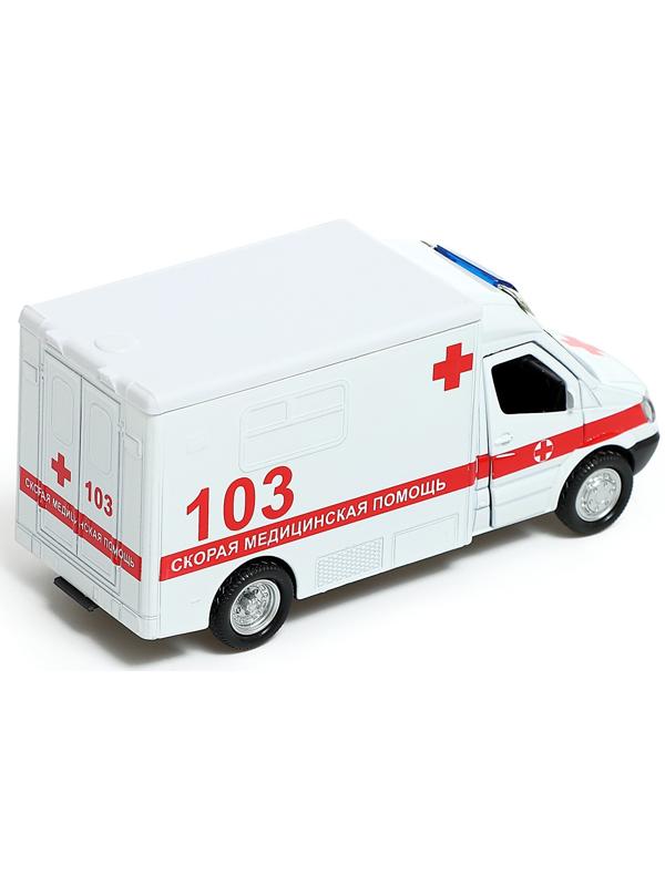 Машина металлическая «Скорая», 1:32, свет и звук, инерция, открываются двери