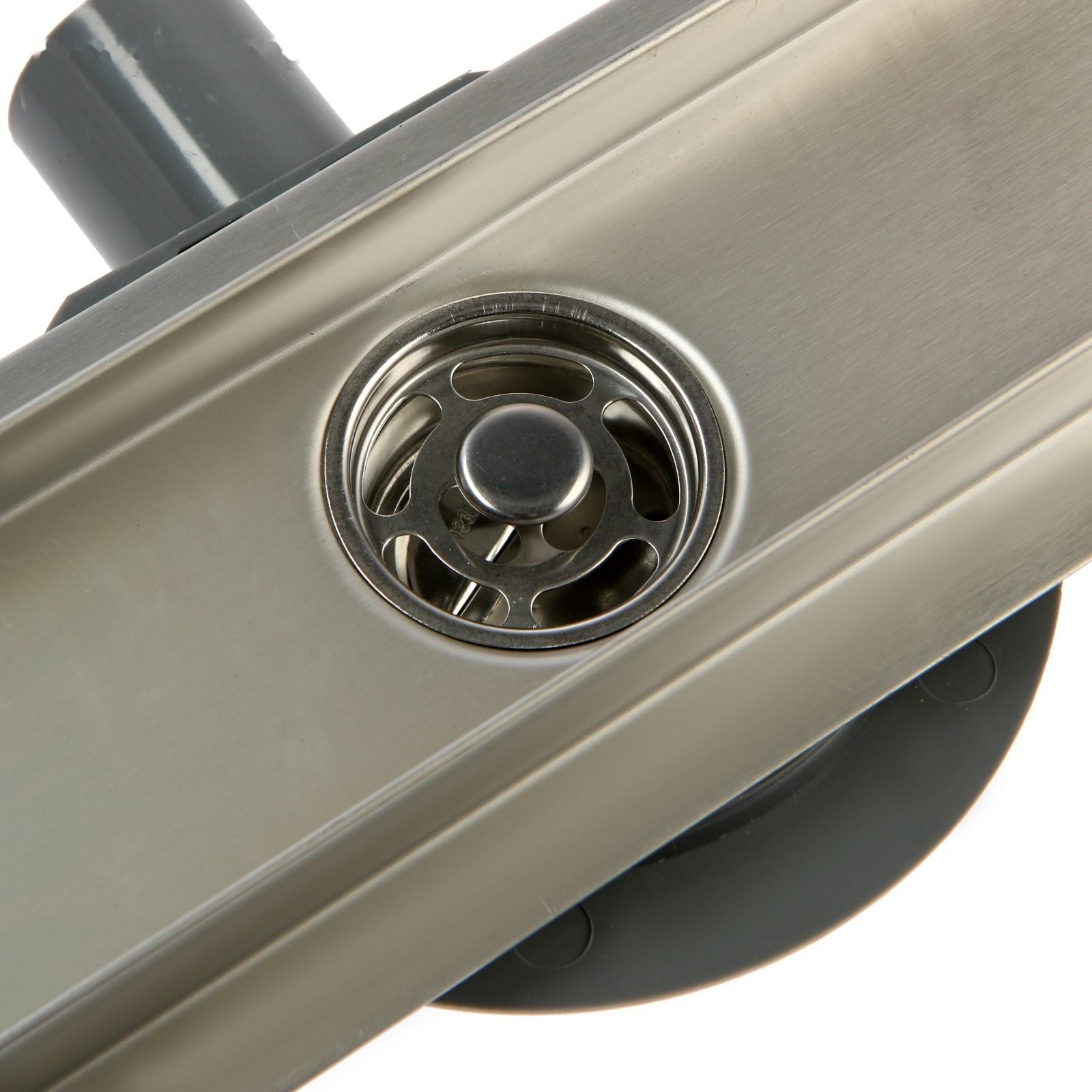 Трап ZEIN, c флaнцeм свободного вращения 360°, 7х40 см, d=40/50 мм, нерж. сталь, сатин