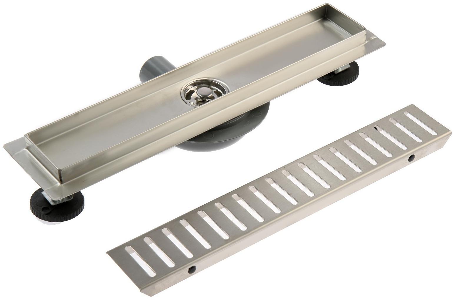 Трап ZEIN, c флaнцeм свободного вращения 360°, 7х40 см, d=40/50 мм, нерж. сталь, сатин