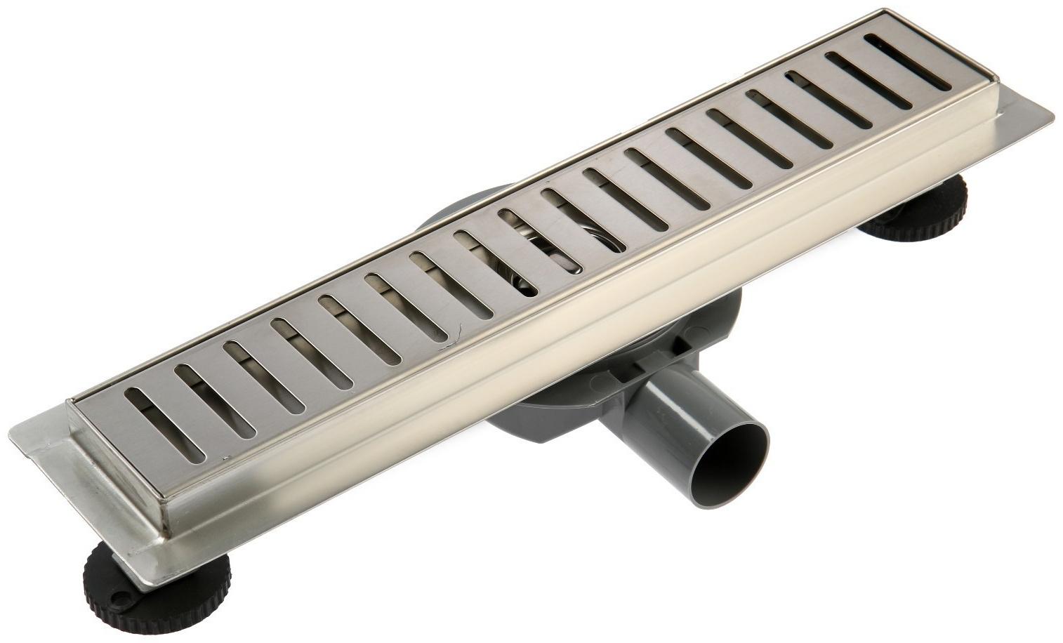 Трап ZEIN, c флaнцeм свободного вращения 360°, 7х40 см, d=40/50 мм, нерж. сталь, сатин