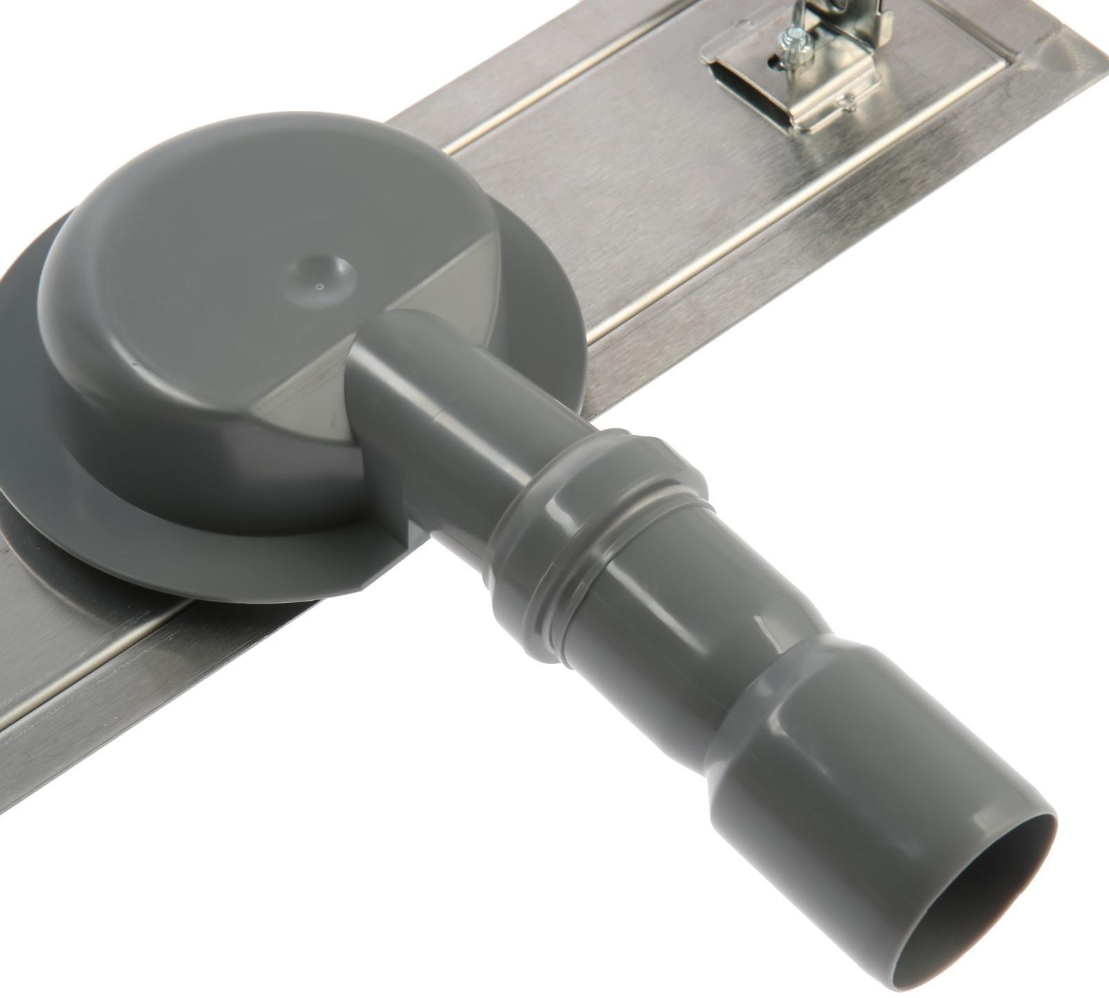 Трап ZEIN, c флaнцeм свободного вращения 360°, 7х40 см, d=40/50 мм, нерж. сталь, сатин